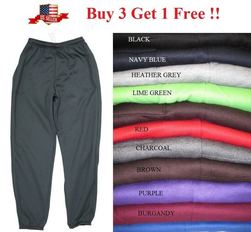 New Mens Fleece 3 Pocket Sweatpants Gym Sports Workout Sweat Pants S-5xl