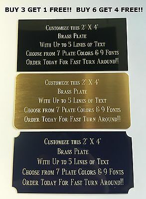 Custom Engraved Plate Brass 2"x4" Name Plate Plaque Art Label Tag Gift Trophy