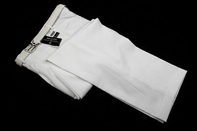 Mens Trousers White Dress Pants Pleated Slacks W/ White Belt New Sizes 30 To 42