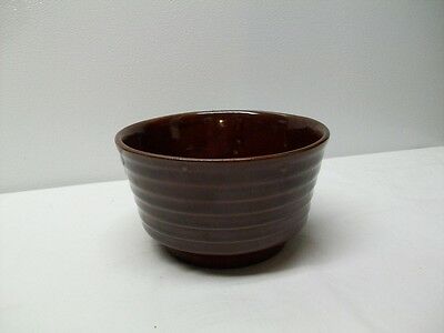 Vintage Brush Pottery Ringed Brown Glaze Mixing Bowl