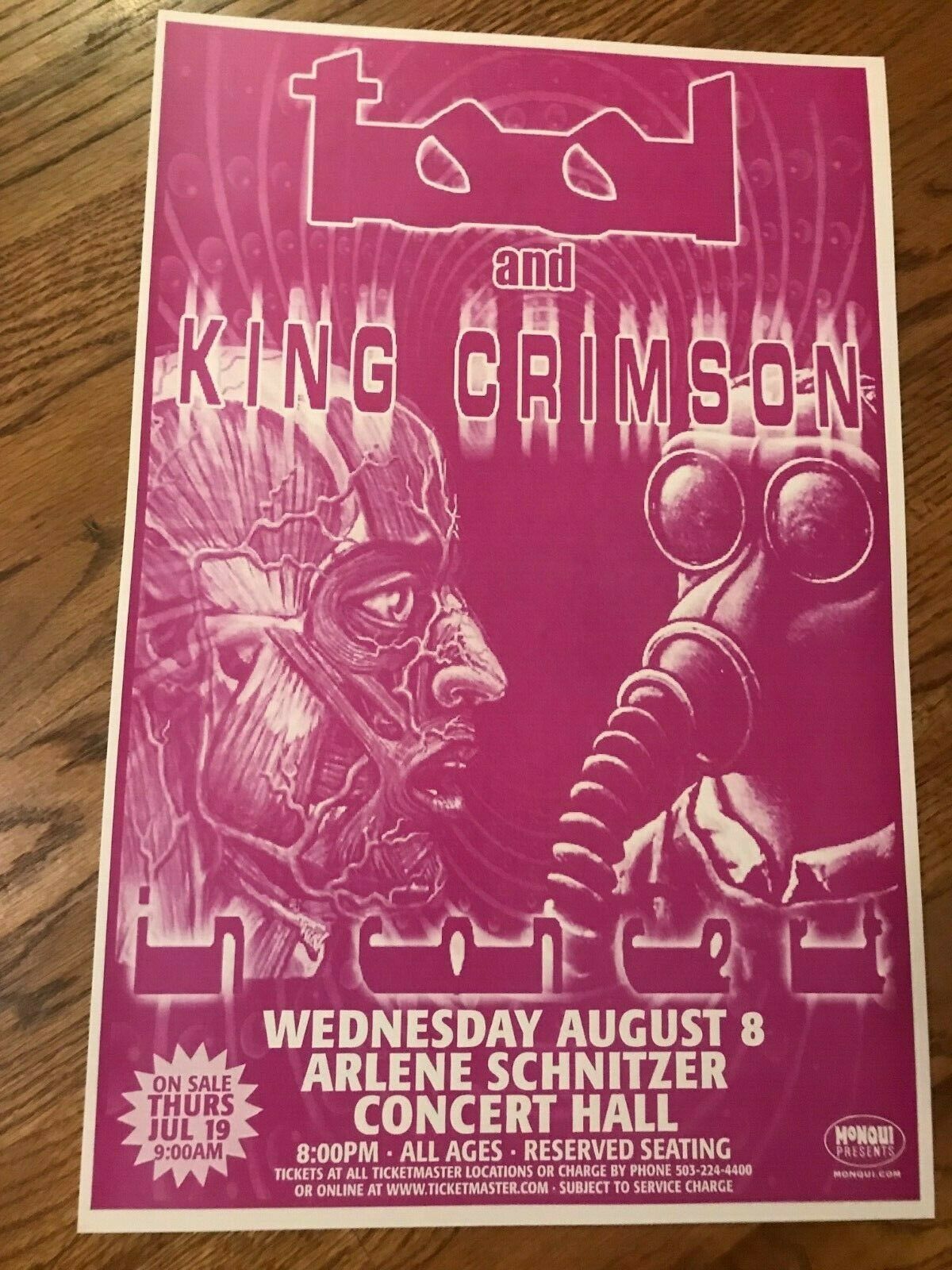Tool King Crimson 2001 Portland Oregon Cardstock Concert Poster 12"x18"