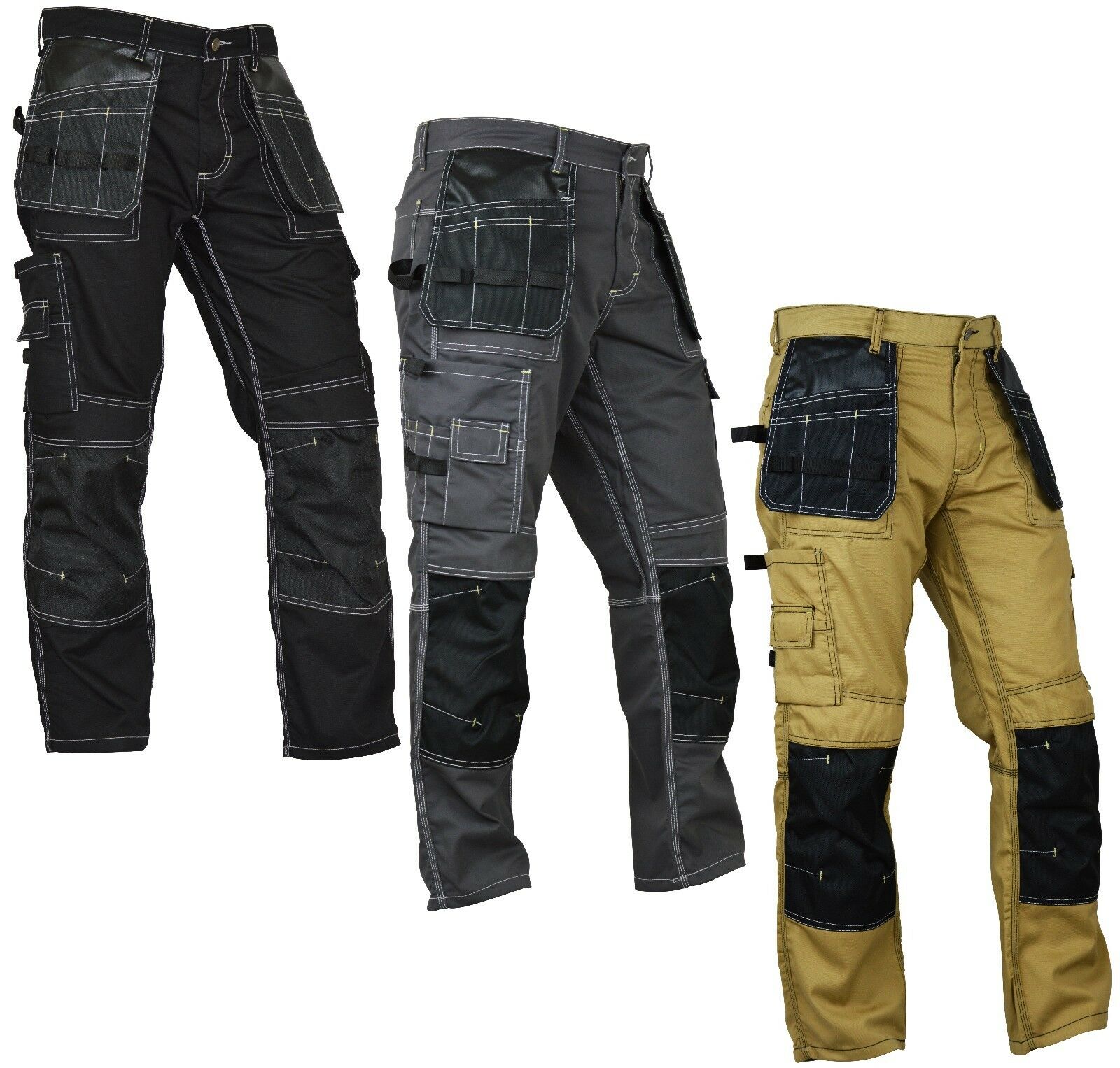 Mens Construction Cordura Knee Reinforcement Workwear Trousers Utility Work Pant