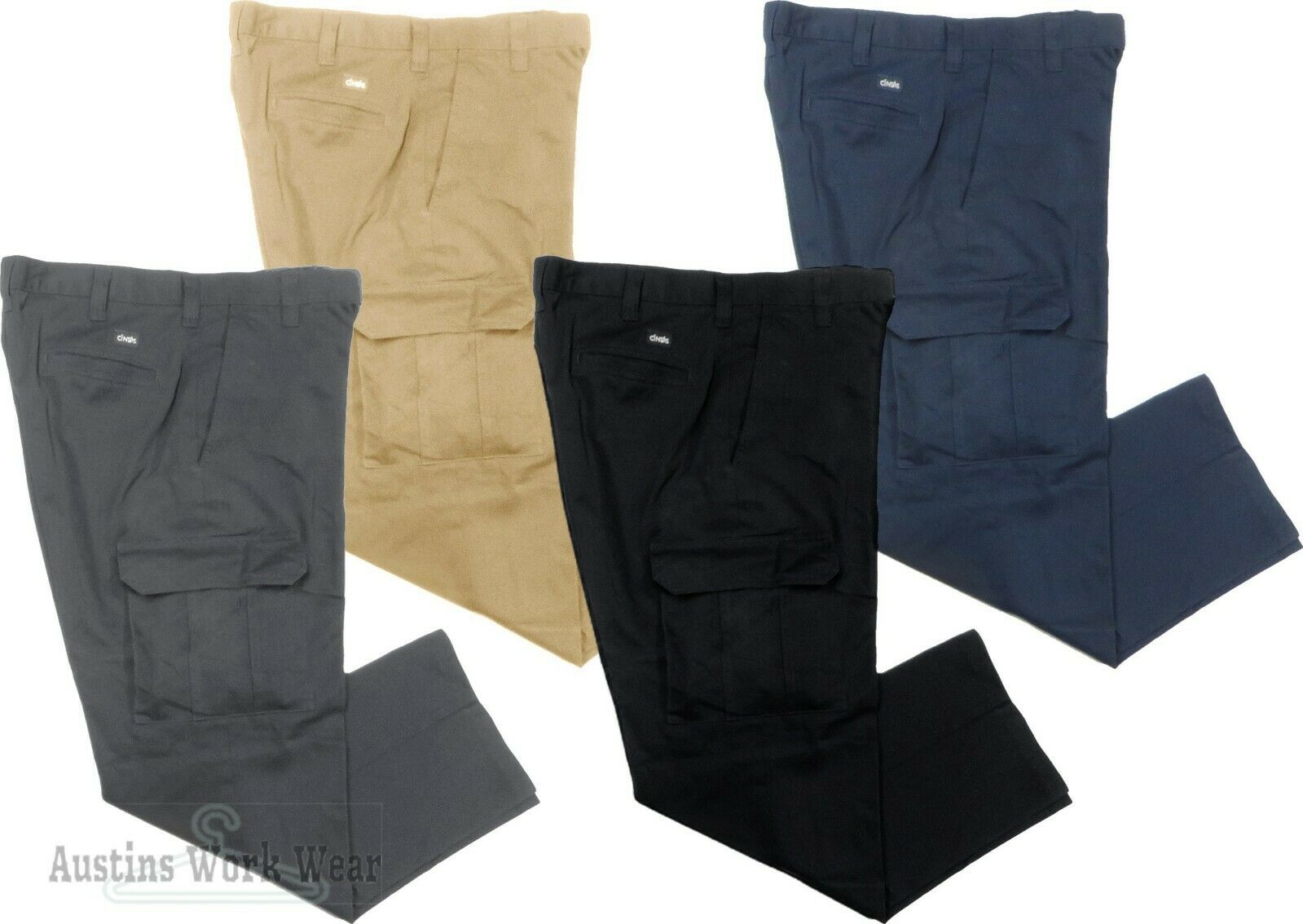 Cargo Work Pants Uniform Used Cintas Unifirst Dickies Redkap Navy Black Gray Tan