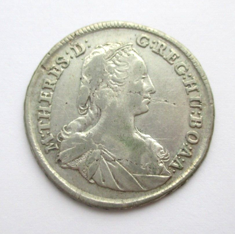 1745 Hungary 15 Krajczar Silver Coin